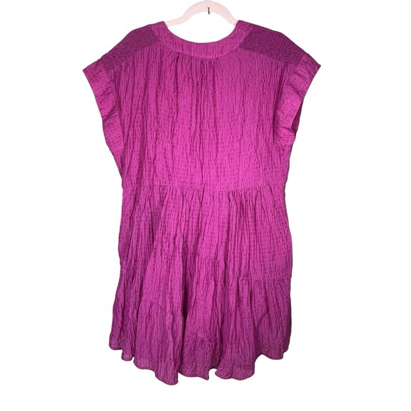 Anthropologie Maeve Juliet Tiered Tunic Mini Dress‎ Size MP fushia Boho - Picture 4 of 14